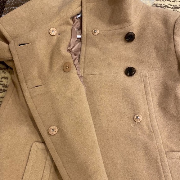 NWT Larry Levine Double-Breasted Babydoll Swing Coat Carmel small - Picture 7 of 15